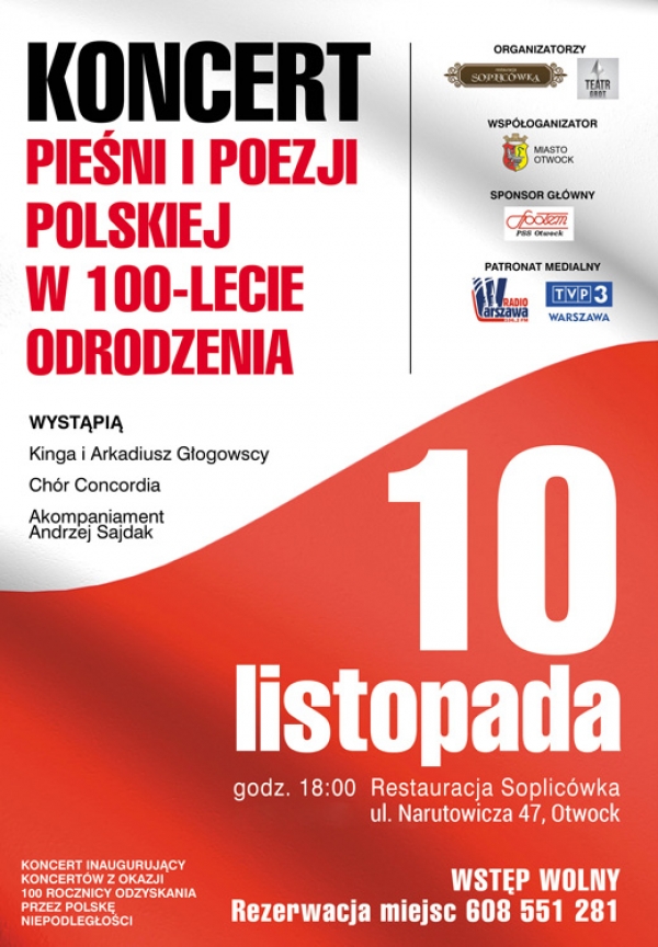 Koncert pieśni i poezji Polskiej w 100-lecie odrodzenia!